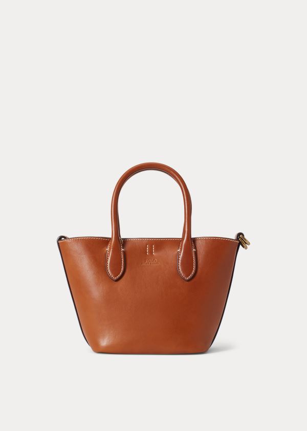 Ralph Lauren Læder Mini Bellport Tote Hnědé | QerINIqX