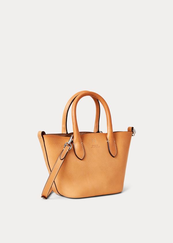 Ralph Lauren Læder Mini Bellport Tote Hnědé | kLncl3mQ