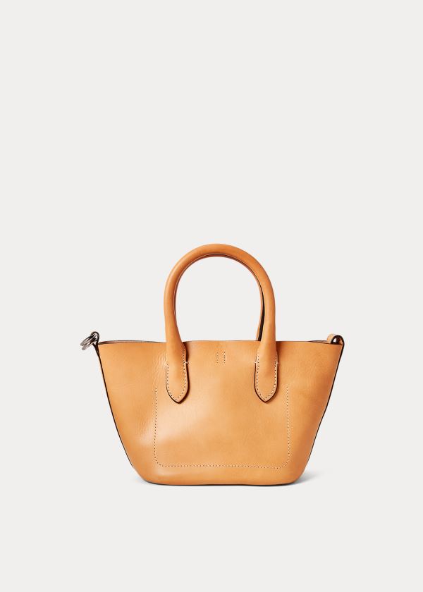 Ralph Lauren Læder Mini Bellport Tote Hnědé | kLncl3mQ