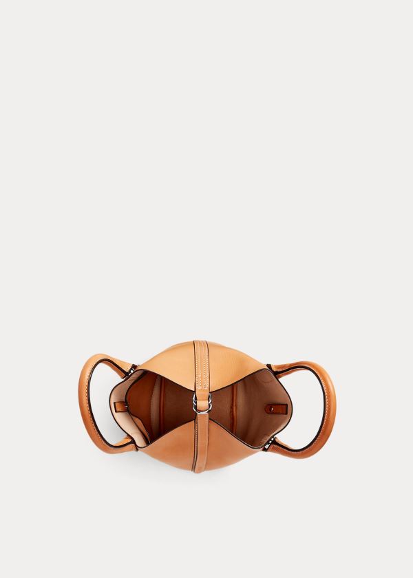 Ralph Lauren Læder Mini Bellport Tote Hnědé | kLncl3mQ
