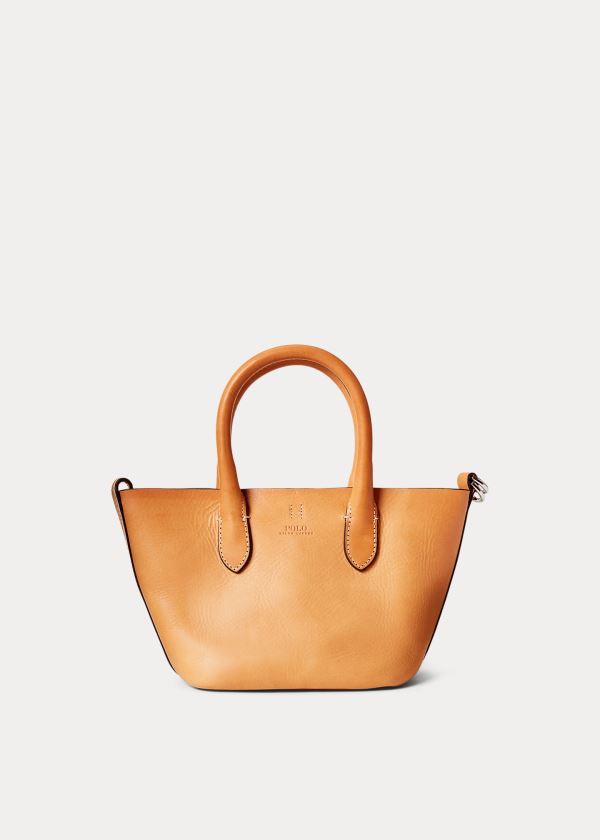 Ralph Lauren Læder Mini Bellport Tote Hnědé | kLncl3mQ
