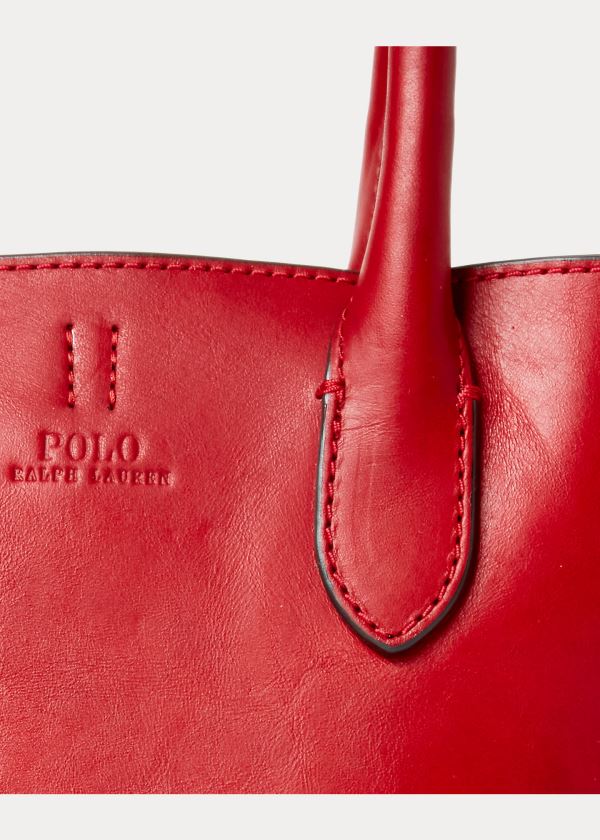 Ralph Lauren Læder Mini Bellport Tote Červené | 8OyS9u6m