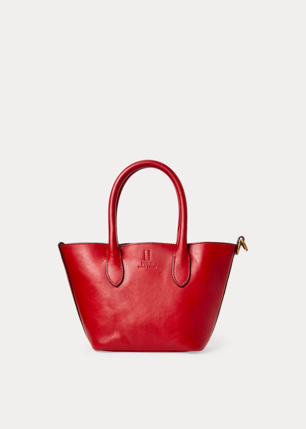 Ralph Lauren Læder Mini Bellport Tote Červené | 8OyS9u6m
