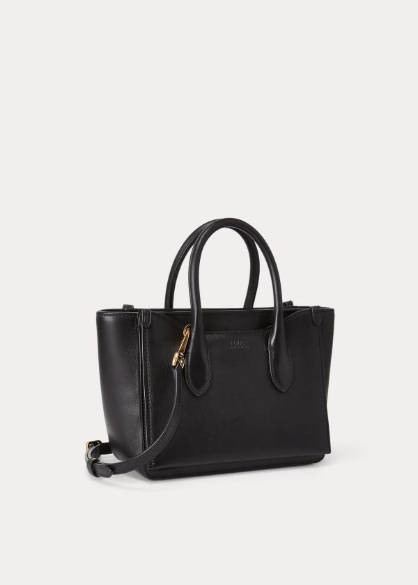 Ralph Lauren Læder Mini Sloane Satchel Černé | b5mAgRCk