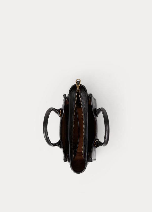 Ralph Lauren Læder Mini Sloane Satchel Černé | b5mAgRCk