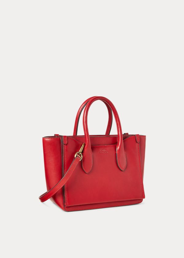 Ralph Lauren Læder Mini Sloane Satchel Červené | iGRk8b5v
