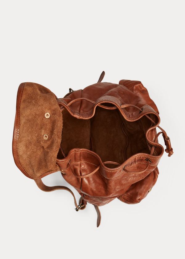 Ralph Lauren Læder Rucksack Hnědé | KJmfzguH