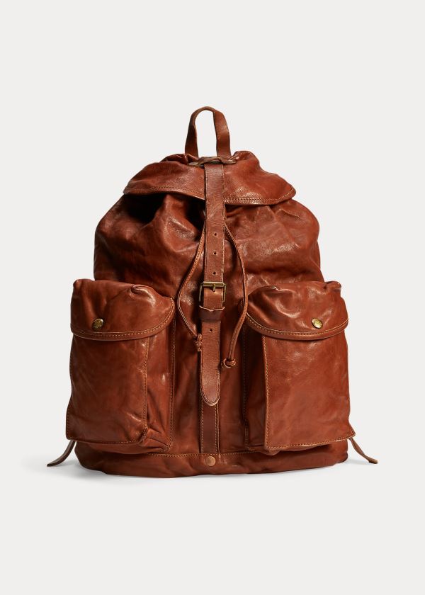 Ralph Lauren Læder Rucksack Hnědé | KJmfzguH