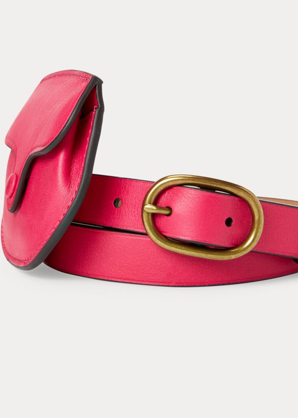 Ralph Lauren Læder Skinny Belt Bag Růžové | WwgStLXp