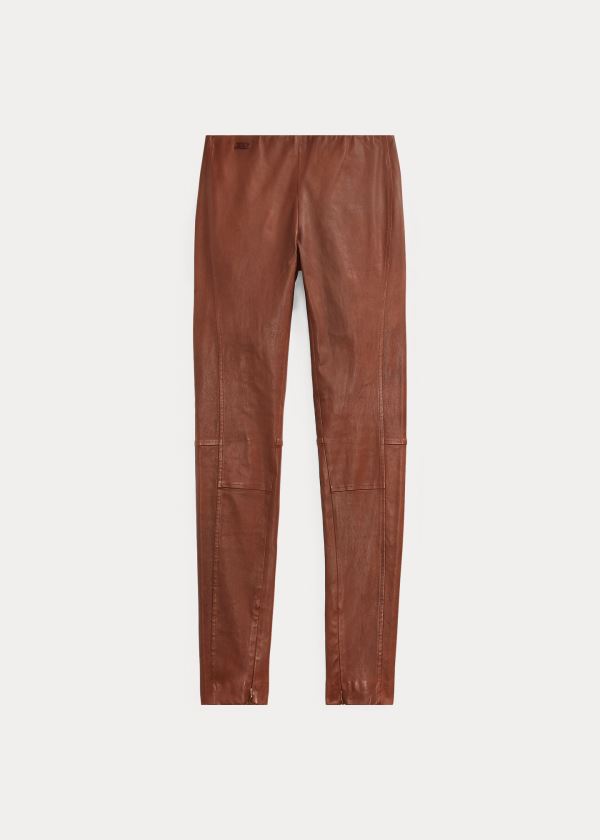 Ralph Lauren Læder Skinny Pant Hnědé | XE4TfmWc