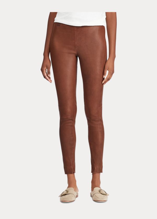 Ralph Lauren Læder Skinny Pant Hnědé | XE4TfmWc