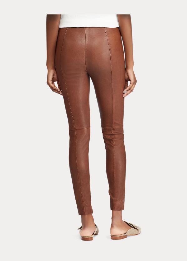 Ralph Lauren Læder Skinny Pant Hnědé | XE4TfmWc
