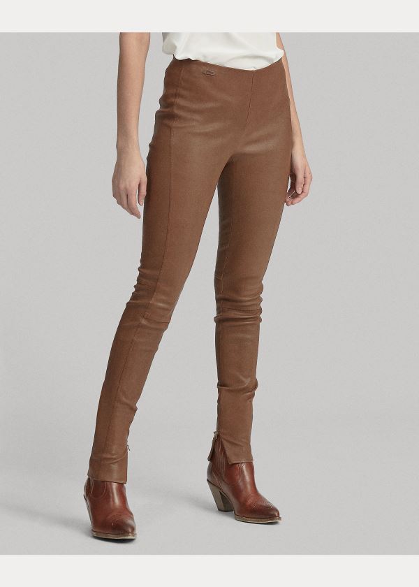 Ralph Lauren Læder Skinny Pant Hnědé | lDqTFTkn