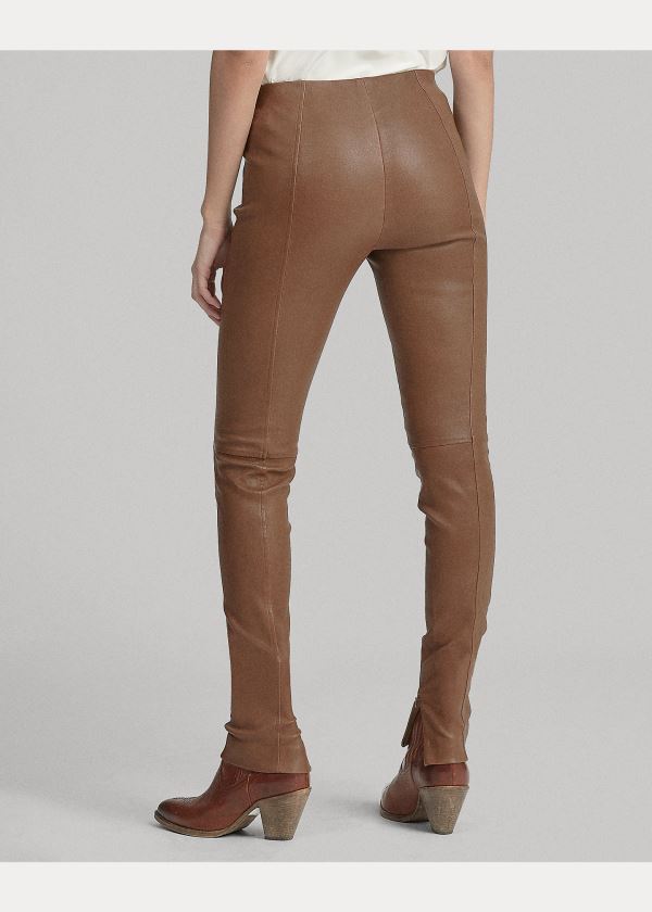 Ralph Lauren Læder Skinny Pant Hnědé | lDqTFTkn
