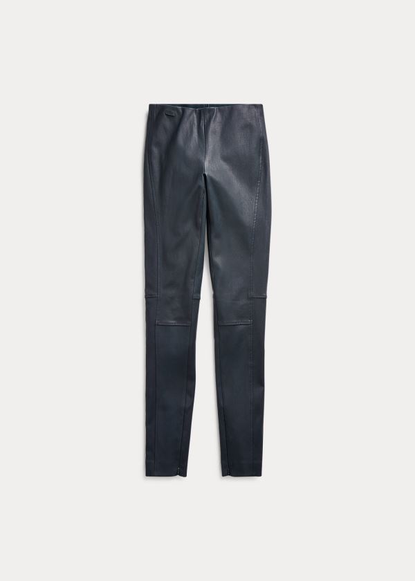Ralph Lauren Læder Skinny Pant Tmavě Blankyt | 32VTC4Oq