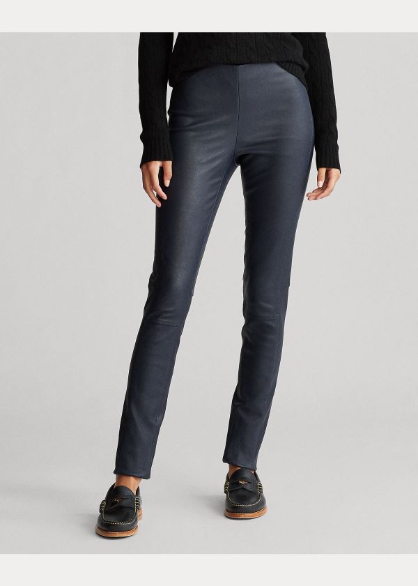 Ralph Lauren Læder Skinny Pant Tmavě Blankyt | 32VTC4Oq