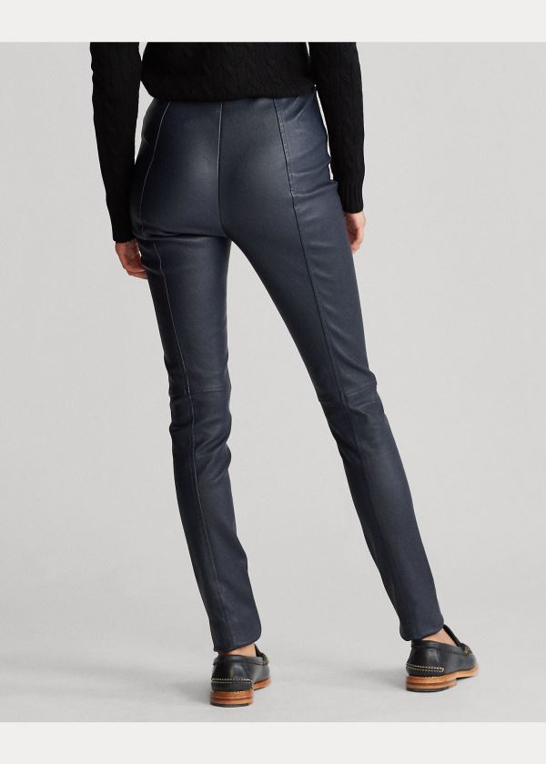Ralph Lauren Læder Skinny Pant Tmavě Blankyt | 32VTC4Oq