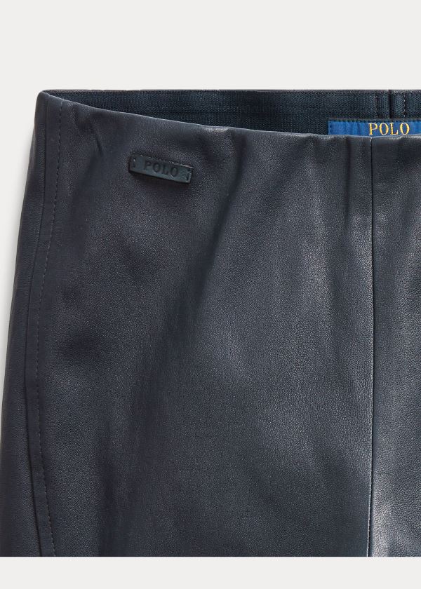 Ralph Lauren Læder Skinny Pant Tmavě Blankyt | 32VTC4Oq