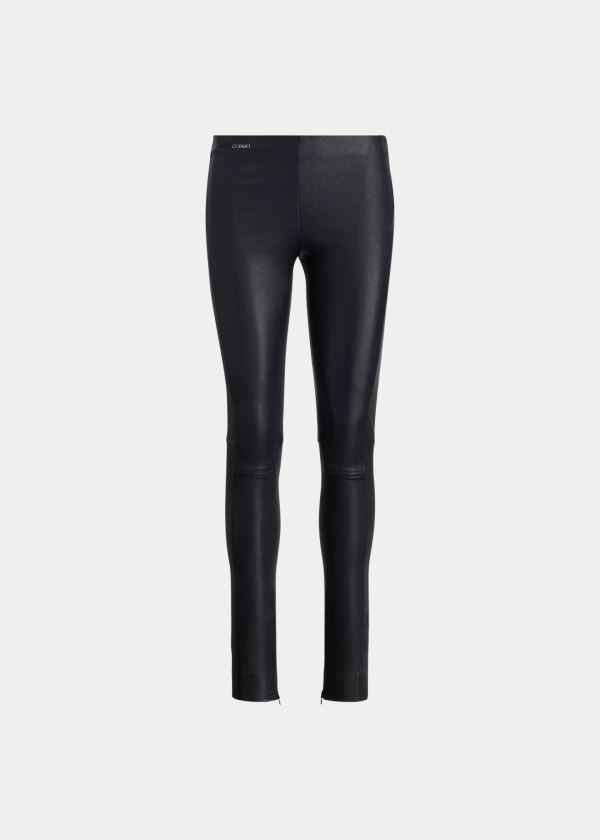 Ralph Lauren Læder Skinny Pant Tmavě Blankyt | EWWJoyeM