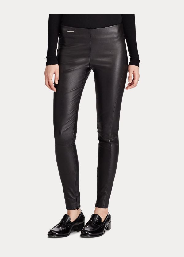 Ralph Lauren Læder Skinny Pant Černé | EuC80cGG