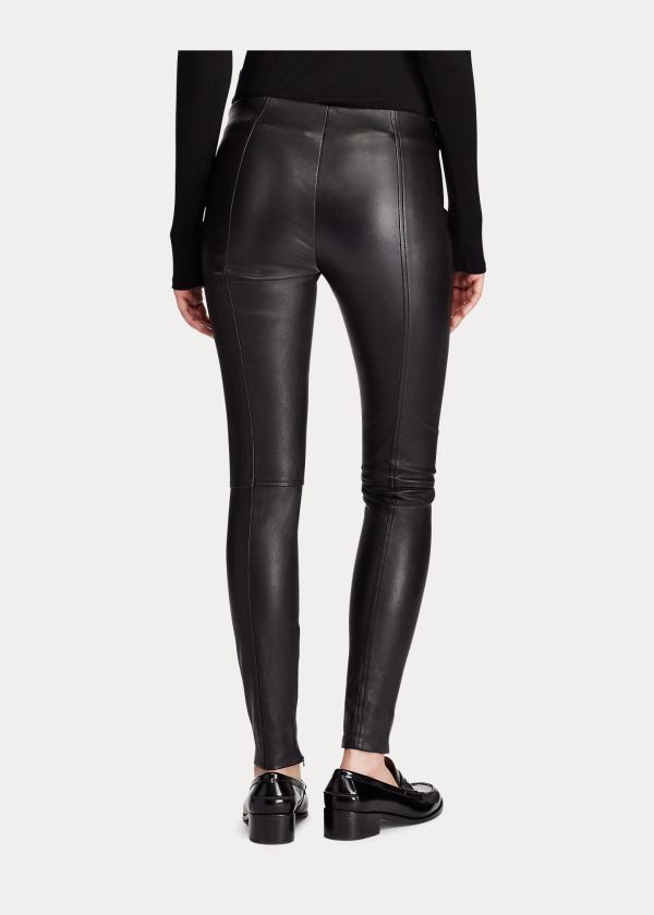 Ralph Lauren Læder Skinny Pant Černé | EuC80cGG
