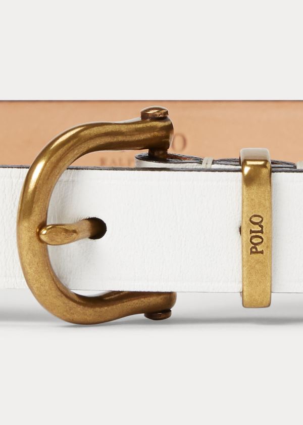 Ralph Lauren Læder Stirrup Belt Bílé | ryuVb4U9