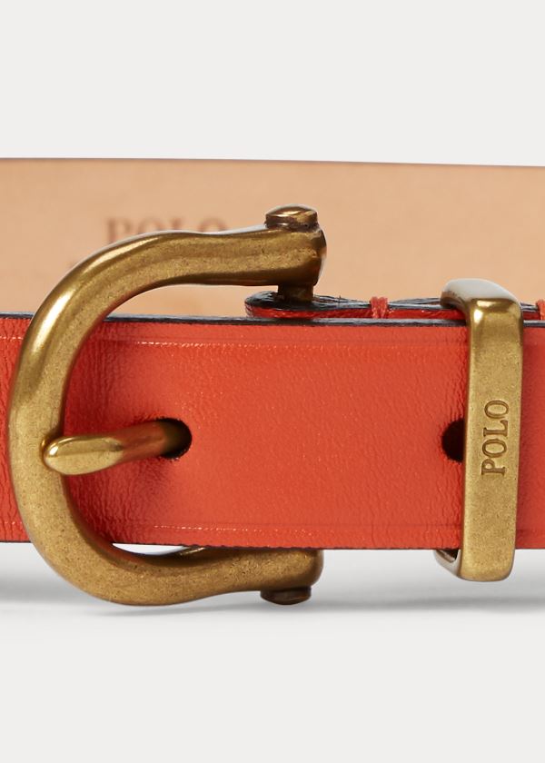 Ralph Lauren Læder Stirrup Belt Oranžové | QRcjbUXF