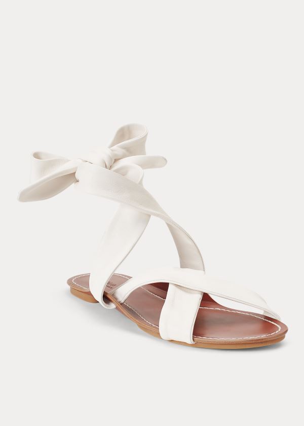 Ralph Lauren Læder Tie Sandal Bílé | eqXiU0LM