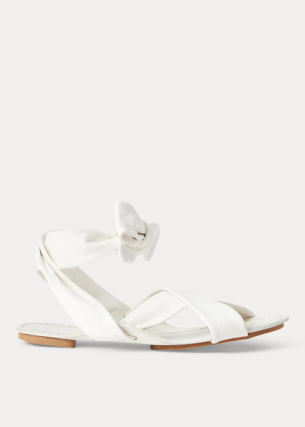 Ralph Lauren Læder Tie Sandal Bílé | eqXiU0LM