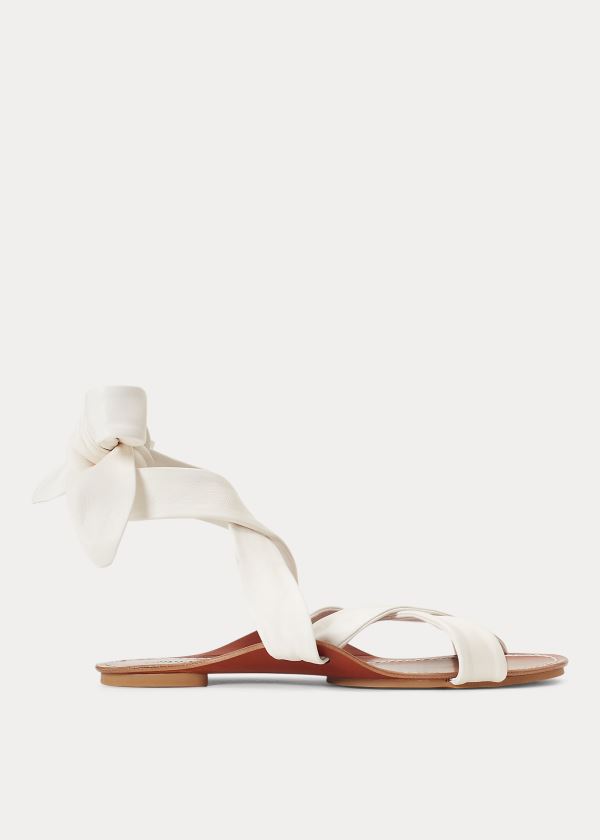 Ralph Lauren Læder Tie Sandal Bílé | eqXiU0LM