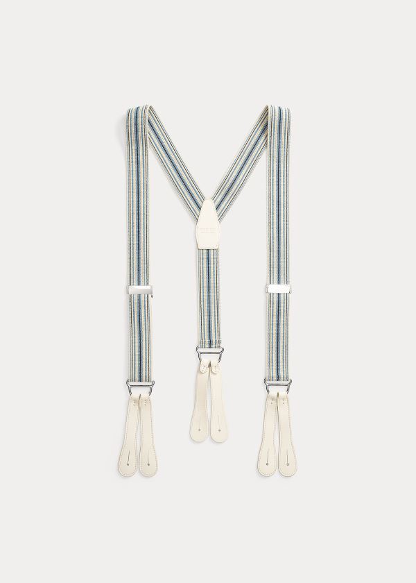 Ralph Lauren Læder-Trim Suspenders Tmavě Blankyt | RHvlqUgp