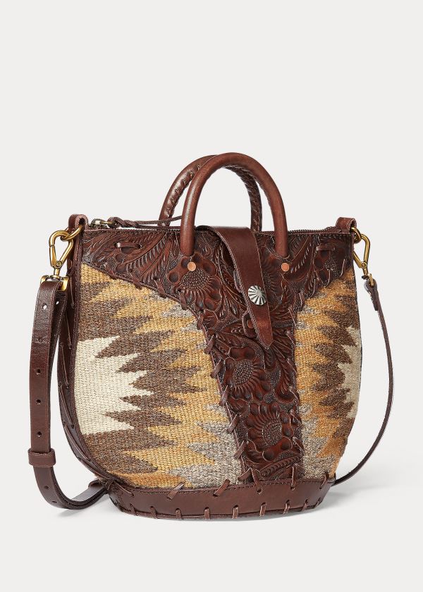 Ralph Lauren Læder-Trim Tote Hnědé Krém Viacfarebný | NGBG9Lpi