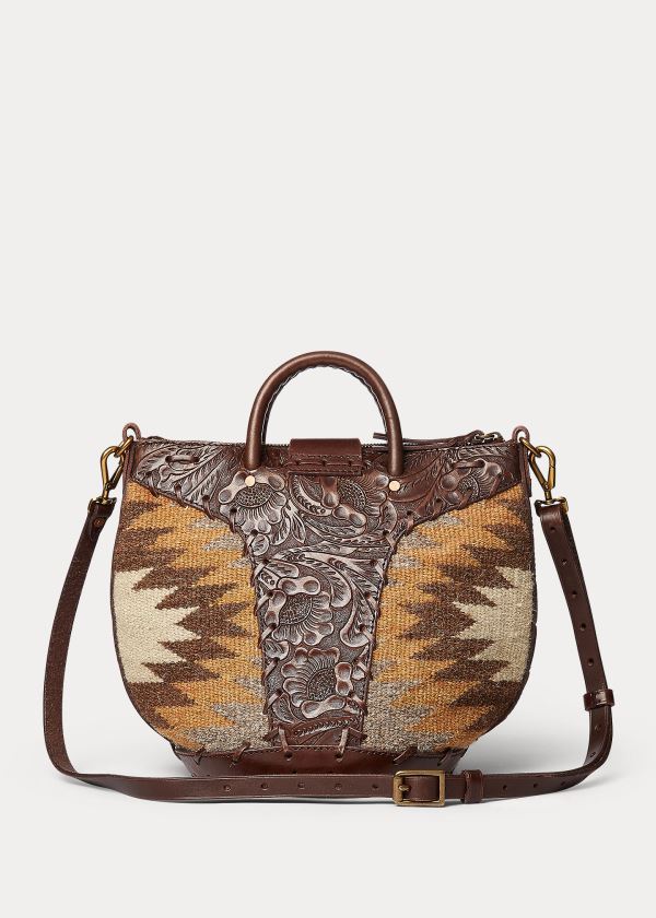 Ralph Lauren Læder-Trim Tote Hnědé Krém Viacfarebný | NGBG9Lpi