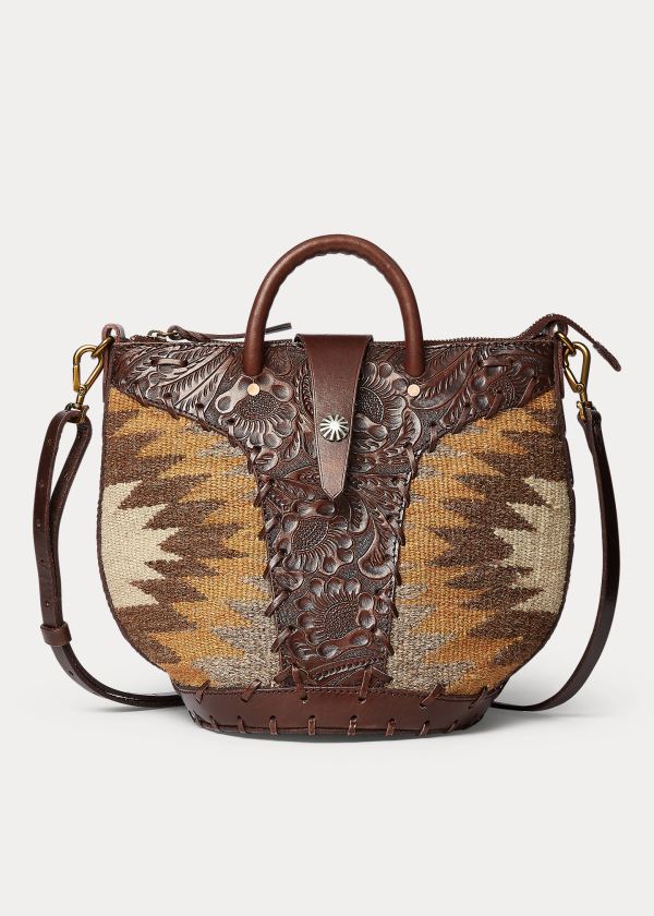 Ralph Lauren Læder-Trim Tote Hnědé Krém Viacfarebný | NGBG9Lpi