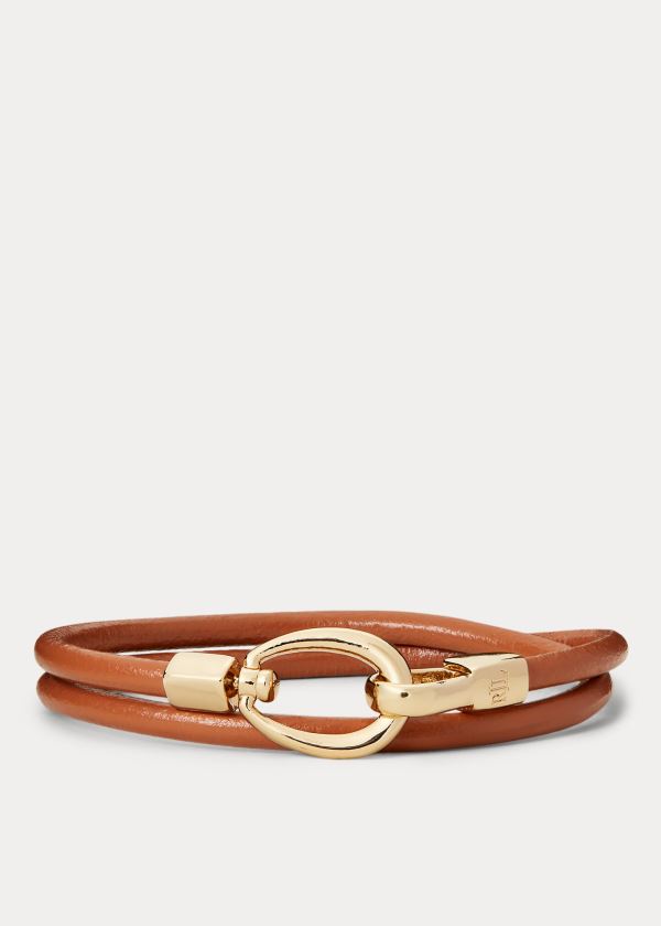 Ralph Lauren Læder Wrap Bracelet Zlaté | Ljzdk48O