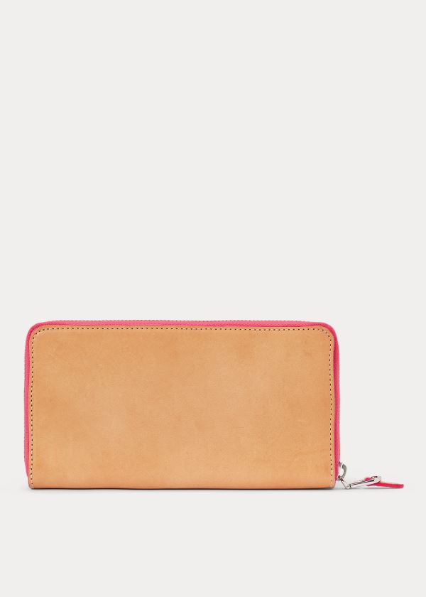Ralph Lauren Læder Zip-Around Wallet Hnědé Růžové | s20SgQTY