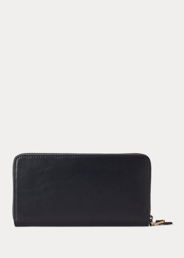 Ralph Lauren Læder Zip-Around Wallet Černé | qf8axMIl