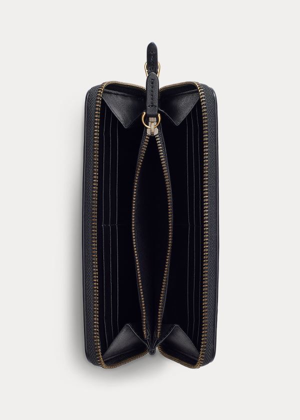 Ralph Lauren Læder Zip-Around Wallet Černé | qf8axMIl