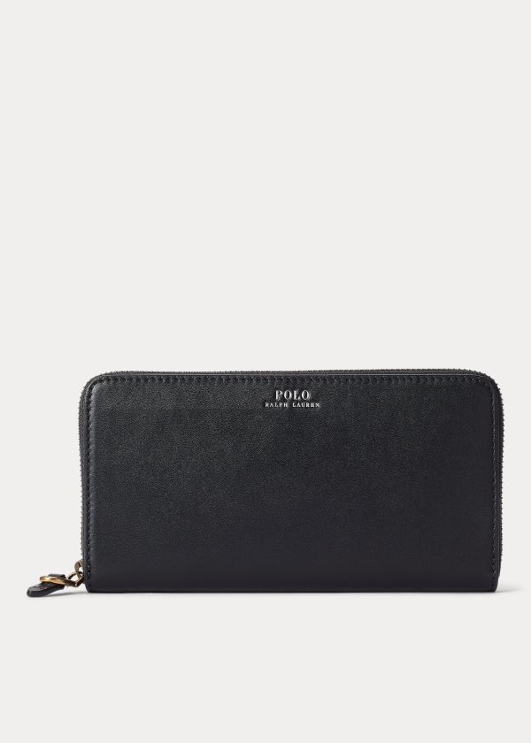 Ralph Lauren Læder Zip-Around Wallet Černé | qf8axMIl