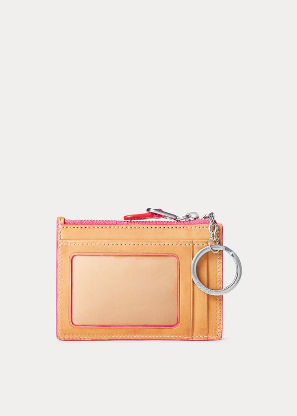 Ralph Lauren Læder Zip Card Case Hnědé Růžové | Q4V3XtNg
