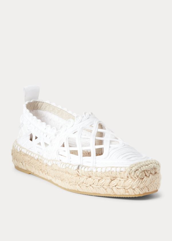 Ralph Lauren Macramé Espadrilky Bílé | OYNgf66v