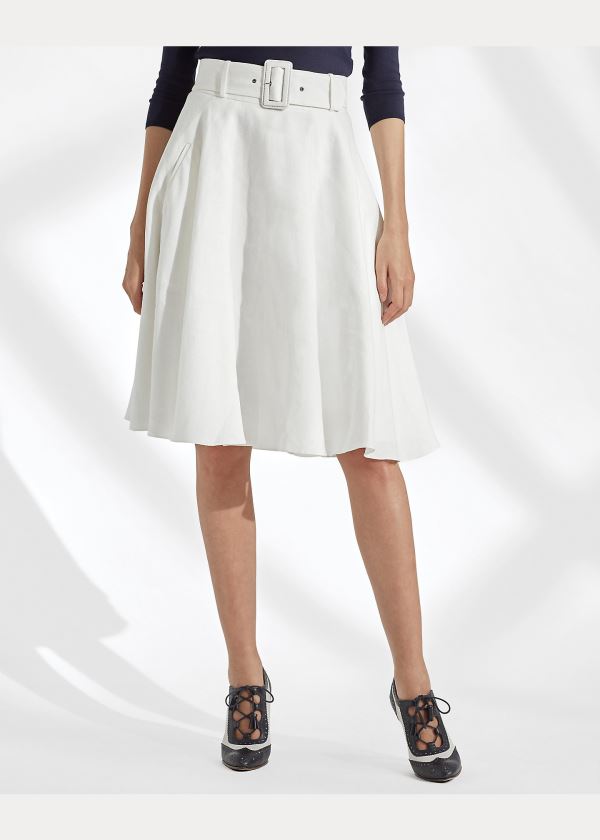 Ralph Lauren Madelyn Linen Skirt Bílé | zWo2e67E