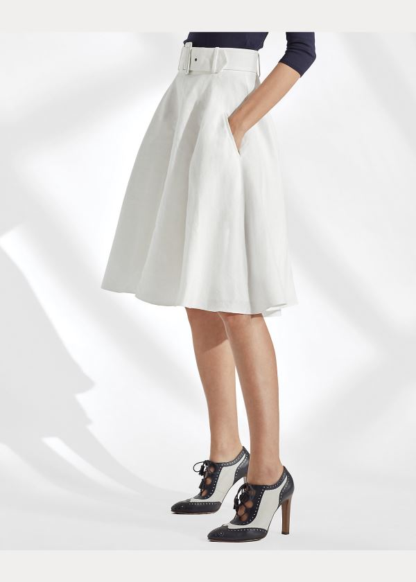 Ralph Lauren Madelyn Linen Skirt Bílé | zWo2e67E