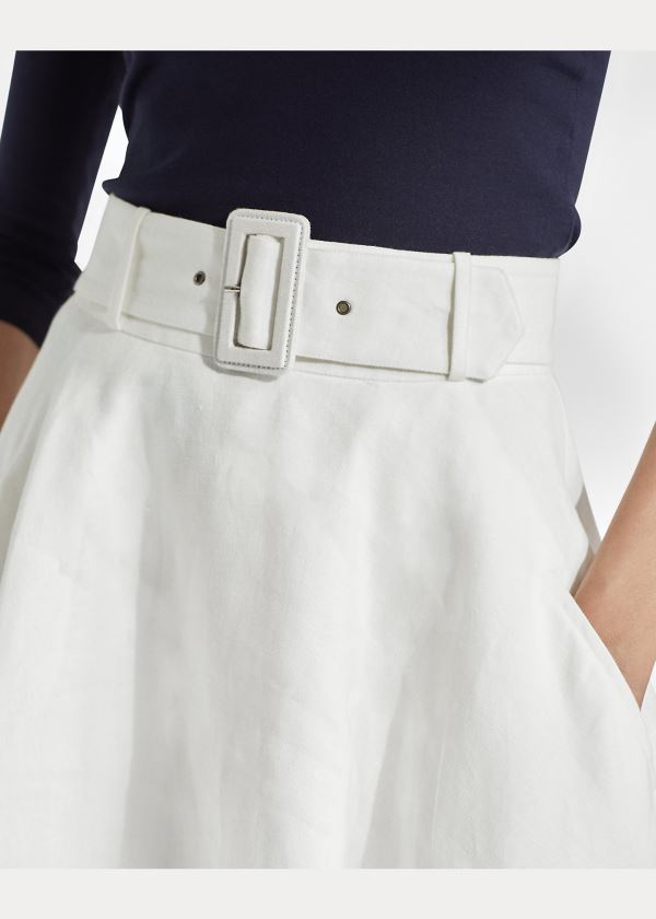 Ralph Lauren Madelyn Linen Skirt Bílé | zWo2e67E