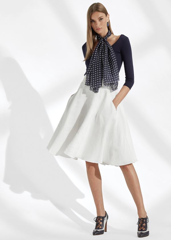 Ralph Lauren Madelyn Linen Skirt Bílé | zWo2e67E