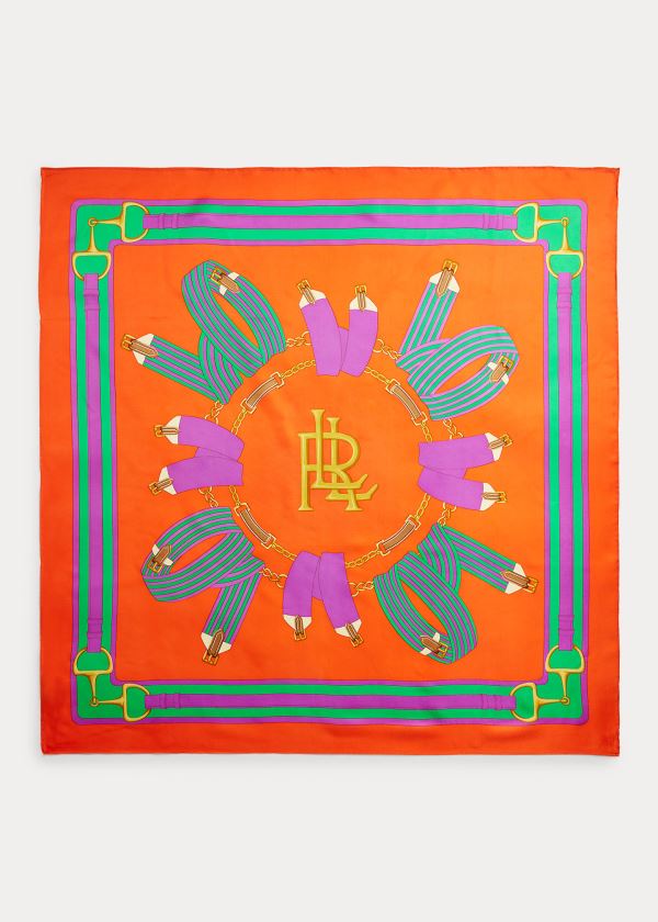Ralph Lauren Madison Silk Twill Scarf Oranžové | qr4OjlWr