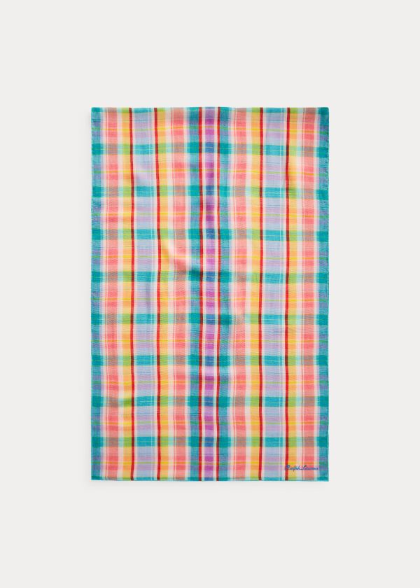 Ralph Lauren Madras Cashmere-Silk Scarf Žluté Fialové | gusXDoJ7
