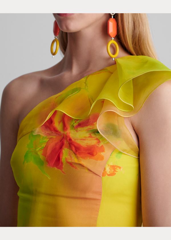 Ralph Lauren Makalla One-Shoulder Šaty Oranžové Viacfarebný | 2k9IcXaK