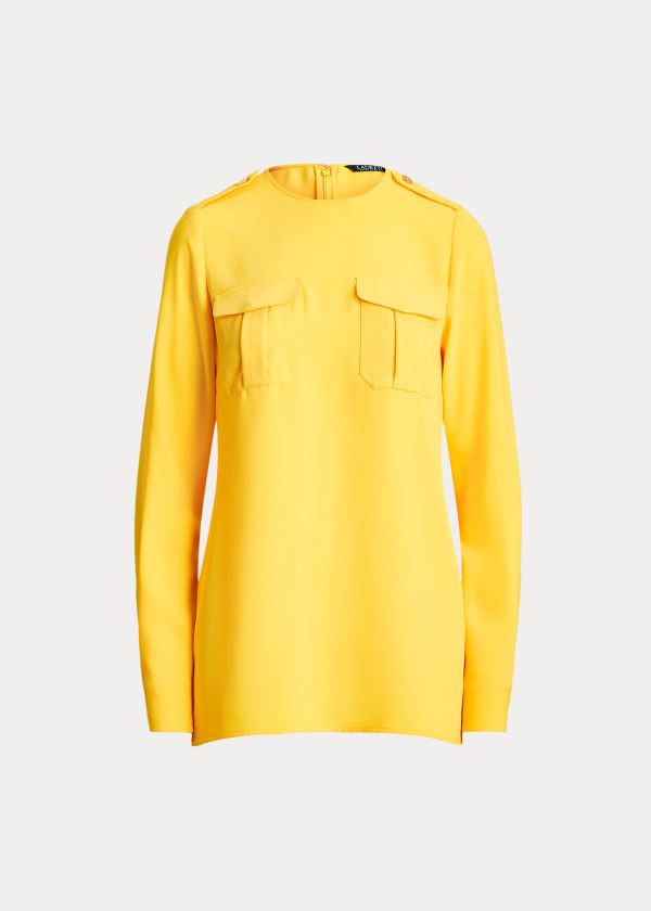 Ralph Lauren Matte Crepe Long-Sleeve Top Žluté | Qg28iH2U