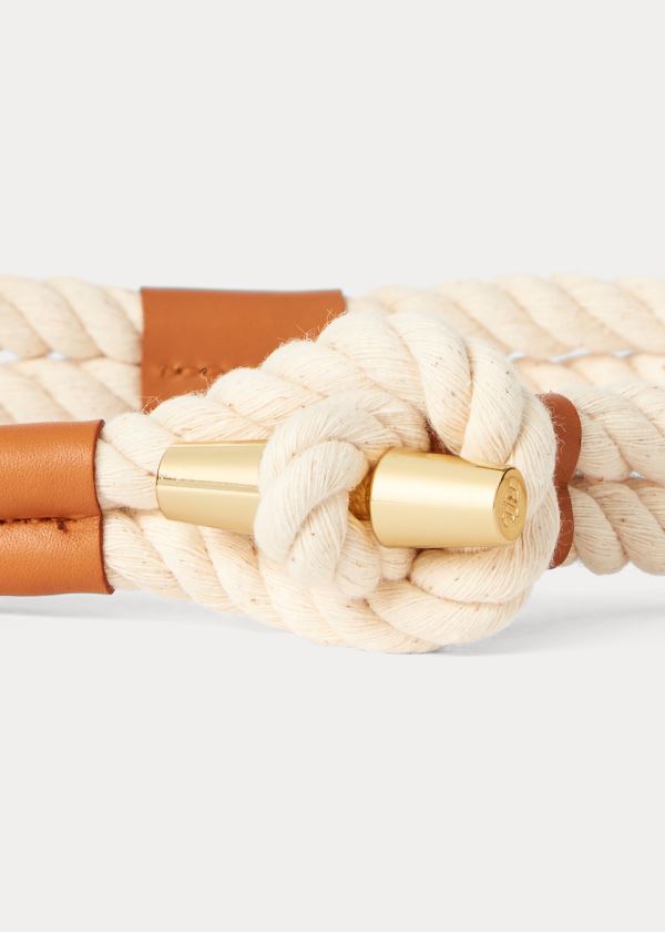 Ralph Lauren Medium Bavlněné Rope Belt Krém Hnědé | ZrokNo7I